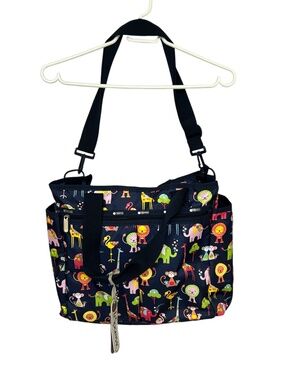 LeSportsac Bag Baby Ryan Tote Zoo Cute B Dark Blue Lion Monkey Elephant New